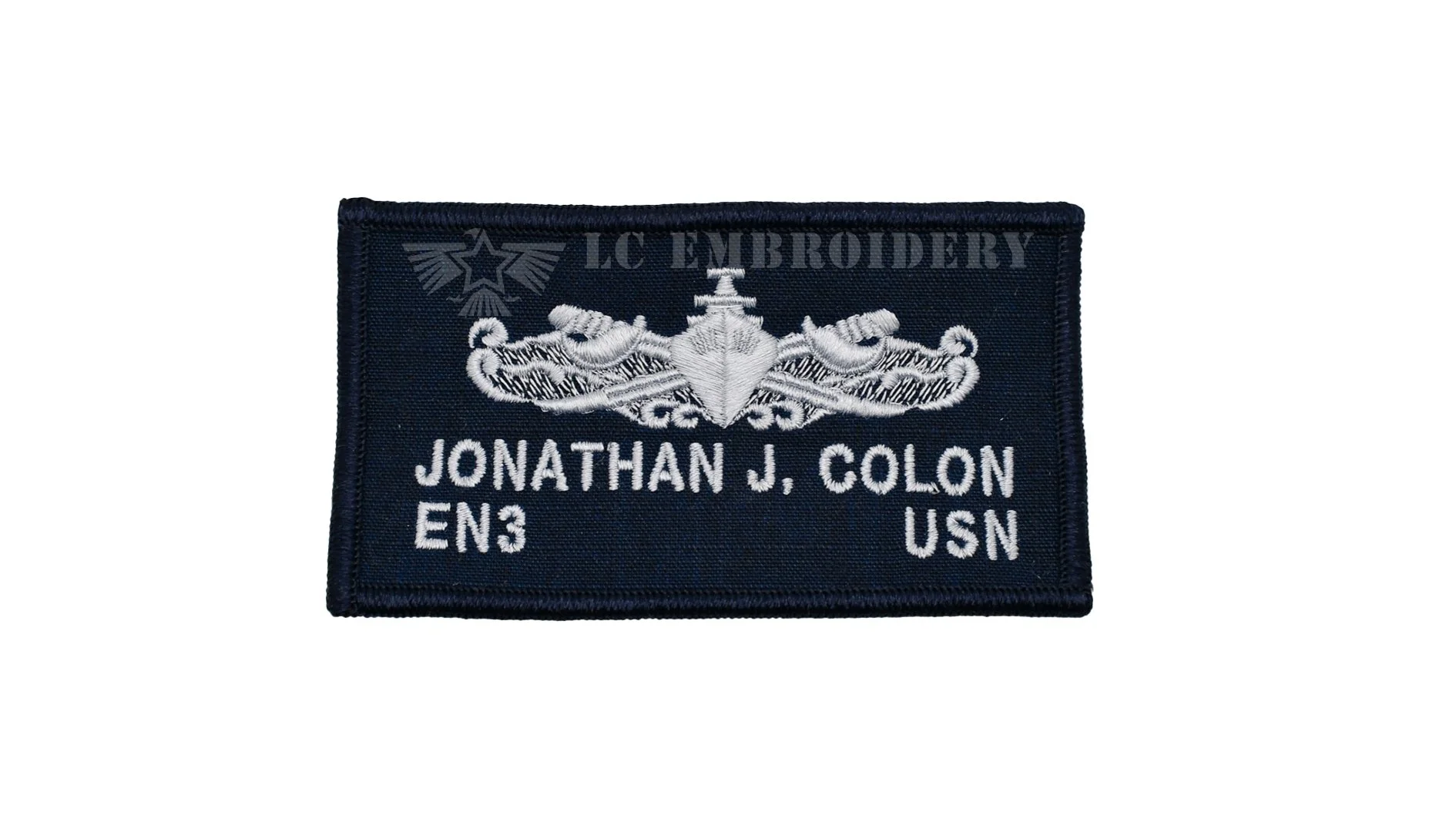 Standard Navy Blue 2POC 2 x 4 Nametag Patch LC EMBROIDERY CLEANERS